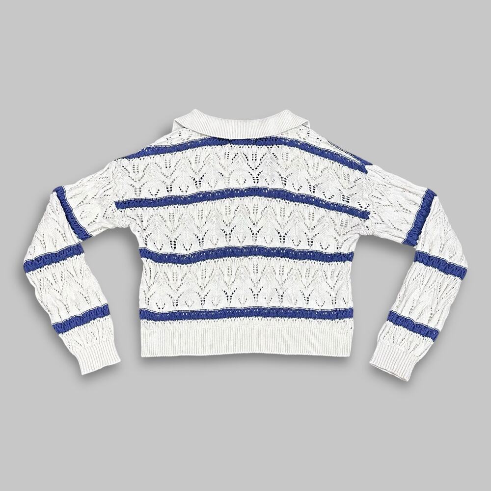Universal Thread White & Blue Knit Collared Sweater - Women’s XS - Picture 2 of 4